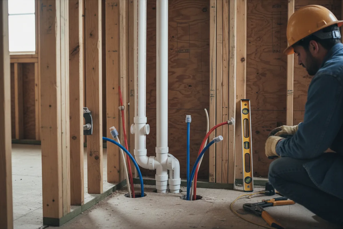 Drain and supply rough-in during Drain Cleaning in Albers