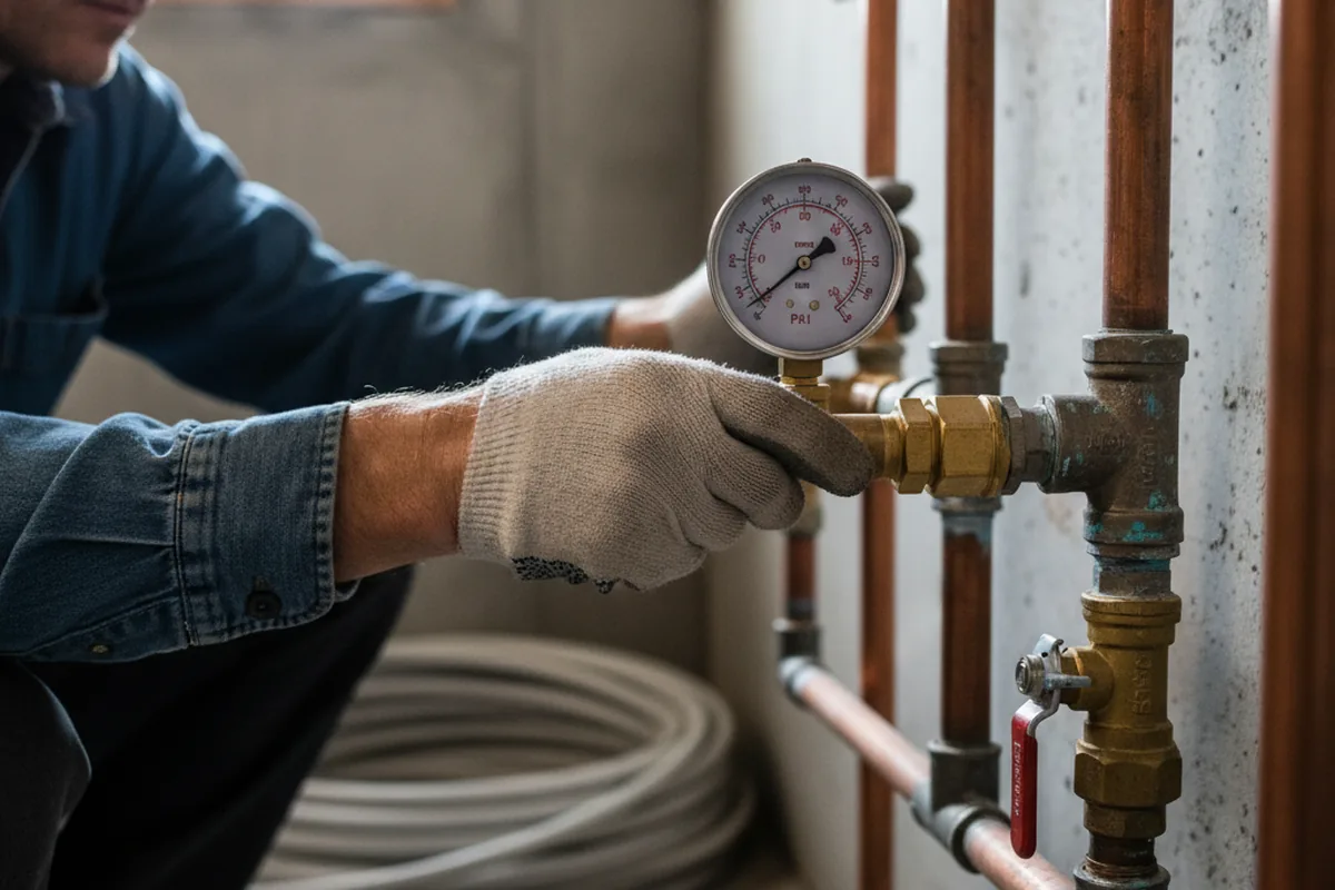 Pressure testing a repaired line during Water Line Repair in Albers